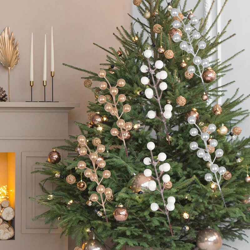 12 grana simuliranih bobičastog voća Umjetno zlatno srebrno crveno bobičasto božićno drvce Ukrasi za božićno drvce DIY vijenac Novogodišnji ukras za dom