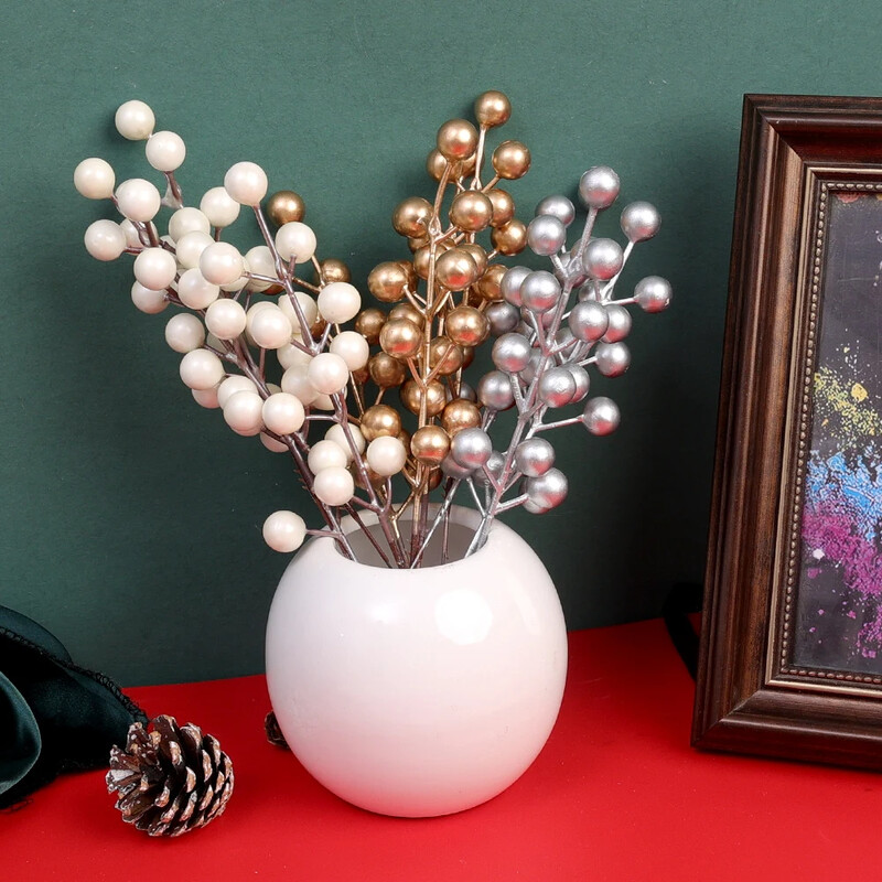 12 grana simuliranih bobičastog voća Umjetno zlatno srebrno crveno bobičasto božićno drvce Ukrasi za božićno drvce DIY vijenac Novogodišnji ukras za dom