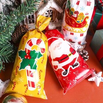 50 τμχ Χριστουγεννιάτικες τσάντες Santa Candy Christmas Goodie τσάντες μπισκότων για το 2024 Μπομπονιέρες Χριστουγεννιάτικων χειμερινών διακοπών Δώρα Πρωτοχρονιάς