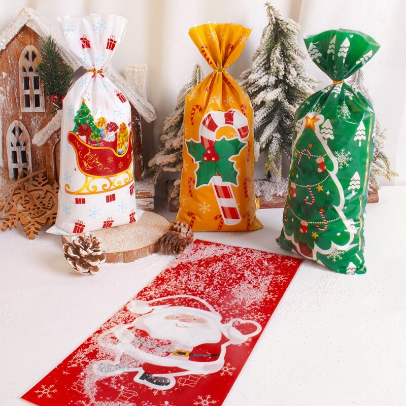 50 vnt Kalėdų Kalėdų Senelio saldainių krepšiai Kalėdų gėrybių sausainių maišeliai, skirti 2024 m. Kalėdų žiemos švenčių vakarėliui. Dovanos Naujieji Metai