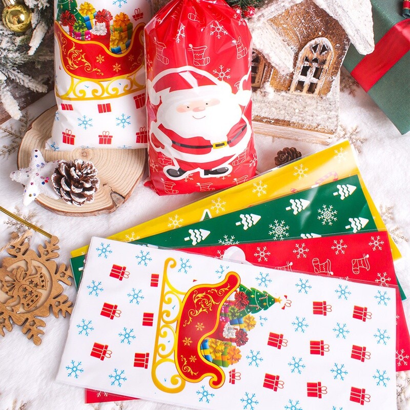 50 vnt Kalėdų Kalėdų Senelio saldainių krepšiai Kalėdų gėrybių sausainių maišeliai, skirti 2024 m. Kalėdų žiemos švenčių vakarėliui. Dovanos Naujieji Metai