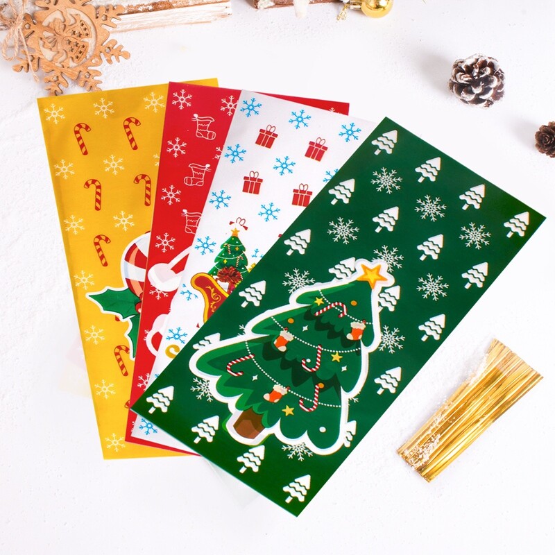 50 vnt Kalėdų Kalėdų Senelio saldainių krepšiai Kalėdų gėrybių sausainių maišeliai, skirti 2024 m. Kalėdų žiemos švenčių vakarėliui. Dovanos Naujieji Metai