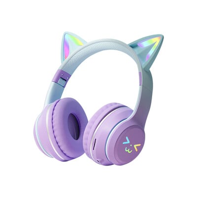 Headset Cat's Ears RGB Light Smile Face TWS Headset Gradient Nové slúchadlá Ružové slúchadlá pre dievčatká Darček vhodný pre akýkoľvek telefón