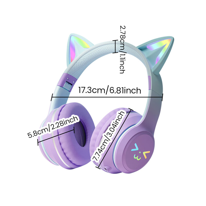 Headset Cat's Ears RGB Light Smile Face TWS Headset Gradient Nové slúchadlá Ružové slúchadlá pre dievčatká Darček vhodný pre akýkoľvek telefón
