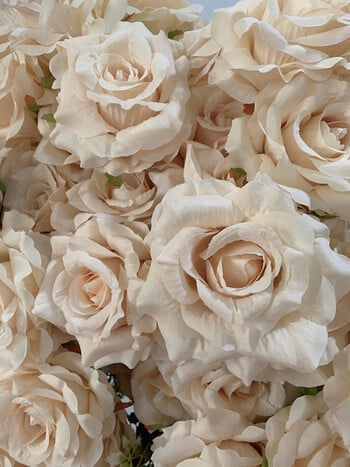 7 Heads Roses Bouquet Artificial Flower Beige Ivory Vintage Rose Μεγάλο Μέγεθος Τριαντάφυλλο Σαλόνι Dry Flower Διακόσμηση Γάμου