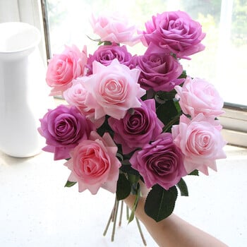 12 τεμ./Παρτίδα Rose Latex Artificial Flowers Real Touch Rose Flowers Διακοσμήσεις σπιτιού για ντεκόρ γάμου γενεθλίων Μπουκέτο κλαδί