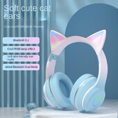 2024-es új Macaroon Cat fülek fényes fejre szerelhető zene Bluetooth vezeték nélküli fejhallgató játék élő verseny Csúcskategóriás fülvédős fejhallgató