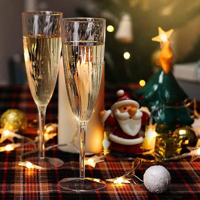 8vnt plastikinės šampano fleitos vienkartinės vyno taurės daugkartinio naudojimo kokteilių puodeliai gimtadienio šventės vestuvės skrudinimas gerti šampaną