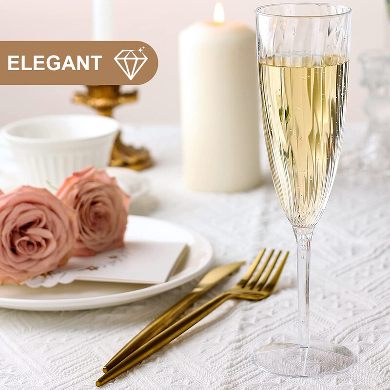 8vnt plastikinės šampano fleitos vienkartinės vyno taurės daugkartinio naudojimo kokteilių puodeliai gimtadienio šventės vestuvės skrudinimas gerti šampaną
