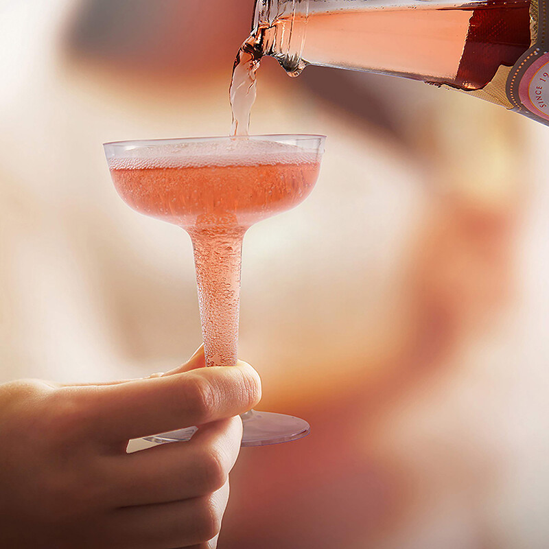 10 vnt. Naujos plastikinės šampano fleitos, vienkartinės skaidraus plastiko šampano taurės vakarėliams, blizgantys skaidraus plastiko puodeliai raudono vyno