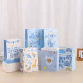 6 bucăți drăguț gender dezvăluie tema hârtie ambalare cadou sac bomboane biscuiți pungă pentru bun venit Baby Boy Baby Shower petrecere de naștere decorare