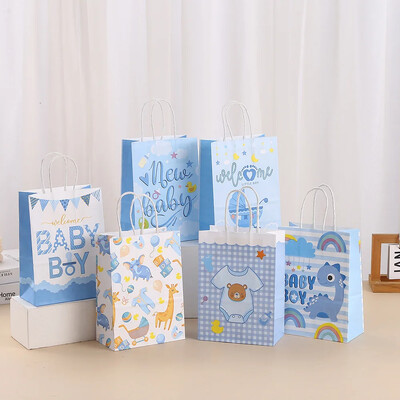 6 bucăți drăguț gender dezvăluie tema hârtie ambalare cadou sac bomboane biscuiți pungă pentru bun venit Baby Boy Baby Shower petrecere de naștere decorare