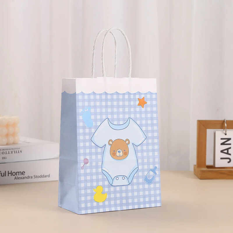 6 bucăți drăguț gender dezvăluie tema hârtie ambalare cadou sac bomboane biscuiți pungă pentru bun venit Baby Boy Baby Shower petrecere de naștere decorare