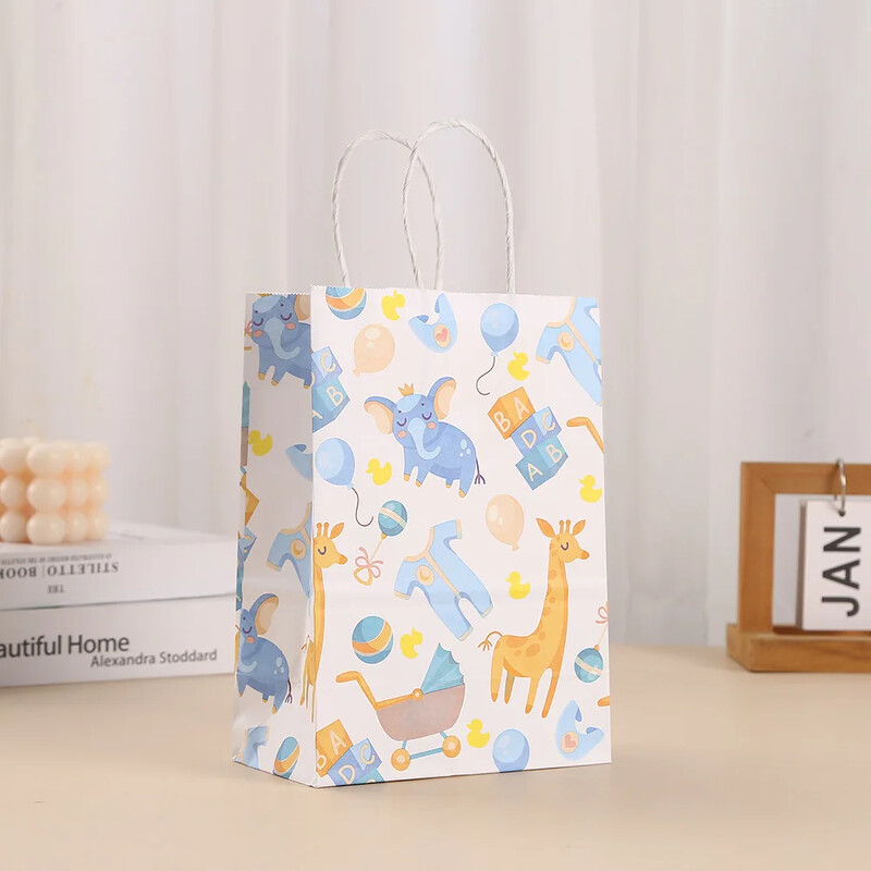 6 bucăți drăguț gender dezvăluie tema hârtie ambalare cadou sac bomboane biscuiți pungă pentru bun venit Baby Boy Baby Shower petrecere de naștere decorare