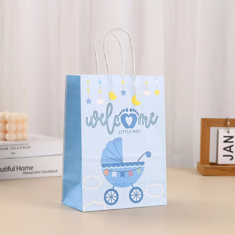 6 bucăți drăguț gender dezvăluie tema hârtie ambalare cadou sac bomboane biscuiți pungă pentru bun venit Baby Boy Baby Shower petrecere de naștere decorare