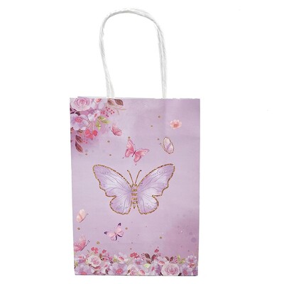 4/8/12/16/20db Butterfly Party ajándéktasakok Színes papírzacskók Csemegetáskák Gyerekek Pillangós Születésnapi Party Dekorációs Kellékek Szívesség