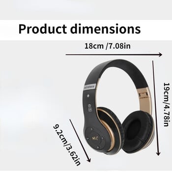 Безжични слушалки HiFi Stereo Over Ear Bluetooth слушалка с микрофон Поддържа TF карта Шумопотискаща слушалка за мобилен телефон PC