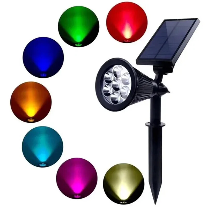 1 ks solárne napájané 7LED lampy nastaviteľné solárne bodové svetlo zapustené do zeme IP65 vodotesné krajinné nástenné svetlo vonkajšie osvetlenie