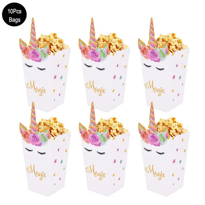 Papierová darčeková krabička s jednorožcovou tematikou, cukríky, sušienky, balenie, krabica na popcorn, deti, jednorožec, narodeninové dekorácie, detská sprcha, svadba