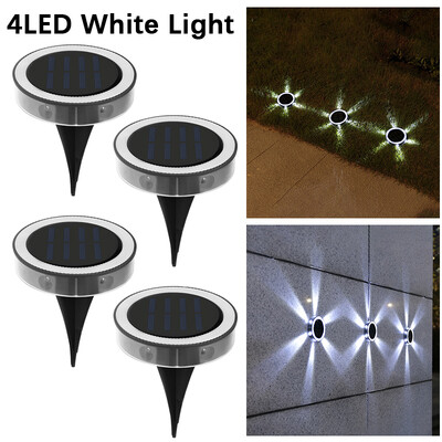 4Pack saulės šviestuvai lauke, LED sieninė lempa vandeniui atsparus kraštovaizdžio apšvietimas, vejos lempa, skirta Garden Patio Pathway Lawn Yard Deck