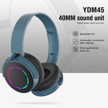 5.3 Cool YDM45 Слушалки Bluetooth Слушалки Сгъваема светеща карта Вмъкване Стерео звук Дълъг живот на батерията Esports Ниска латентност