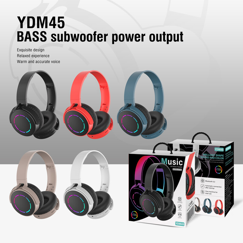 5.3 Cool YDM45 Bluetooth slúchadlá Skladacie svietiace vkladanie karty Stereo zvuk Dlhá výdrž batérie Esports Nízka latencia