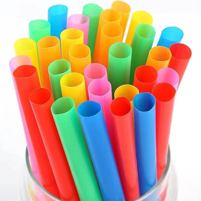 300/100 buc Paie colorate de unică folosință Paie de băut din plastic pentru ceai cu lapte, suc, cocktail, nuntă, petrecere de naștere, furnituri de decor