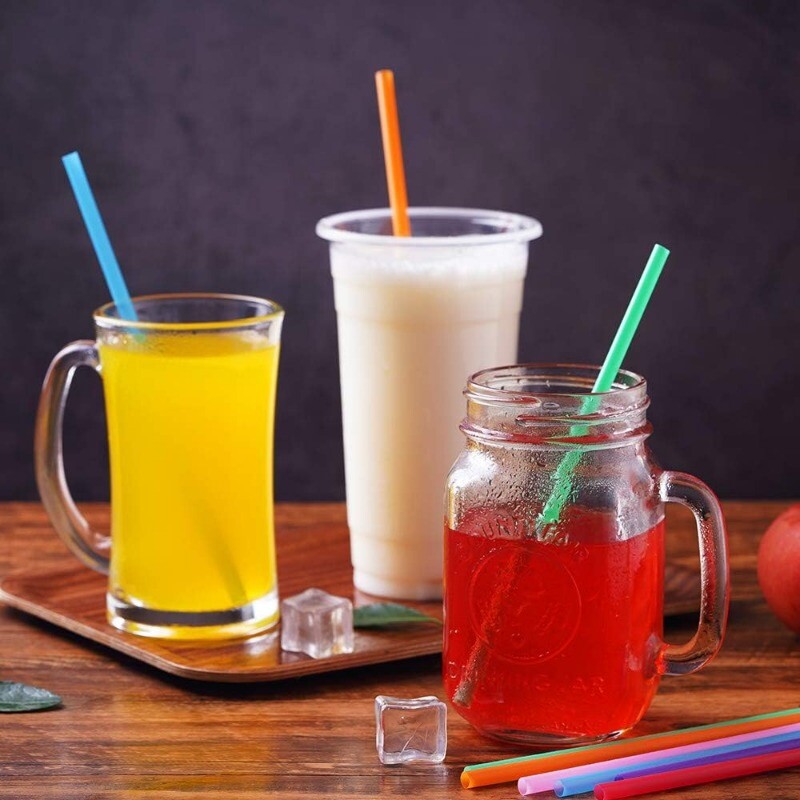 300/100 buc Paie colorate de unică folosință Paie de băut din plastic pentru ceai cu lapte, suc, cocktail, nuntă, petrecere de naștere, furnituri de decor
