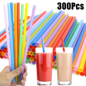 300 de buc. Paie de plastic de unică folosință colorate Paie late/subțiri de băut Suc de ceai de lapte Cocktail Paie de băutură Accesorii pentru bucătărie