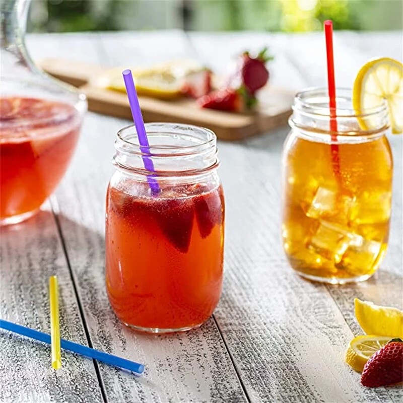 300 de buc. Paie de plastic de unică folosință colorate Paie late/subțiri de băut Suc de ceai de lapte Cocktail Paie de băutură Accesorii pentru bucătărie
