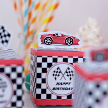 Race Car Racing Treat Boxes Τσάντες δώρου Candy wrapping Πάρτυ γενεθλίων για αγόρι Διακόσμηση Baby Shower Event Decor Festival 5 τμχ