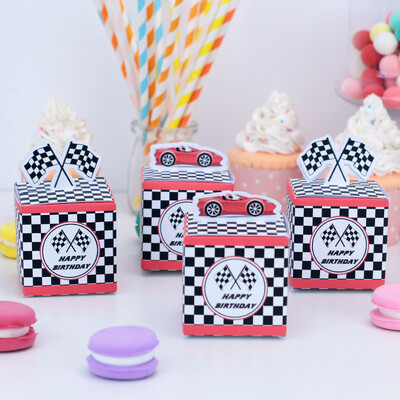 Race Car Racing Treat Boxes Τσάντες δώρου Candy wrapping Πάρτυ γενεθλίων για αγόρι Διακόσμηση Baby Shower Event Decor Festival 5 τμχ