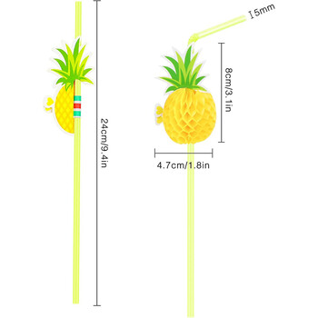 50 бр. Еднократни сламки за пиене Тропически чадъри Коктейл от сок от ананас Еднократни сламки за сок Хавай Парти украса