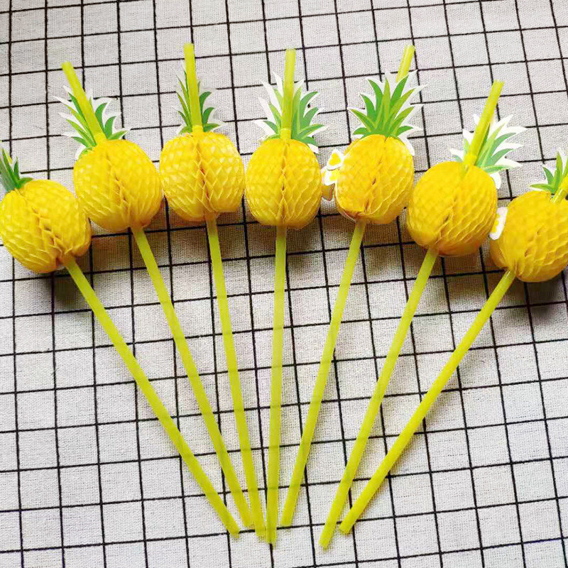 50db eldobható szívószálak trópusi esernyők ananászlé koktél eldobható lé szívószál Hawaii parti dekoráció