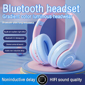 2023 Prechodové farby Bluetooth slúchadlá Bezdrôtové hudobné slúchadlá LED svetlo s mikrofónom Herné slúchadlá pre deti Krásne vianočné darčeky