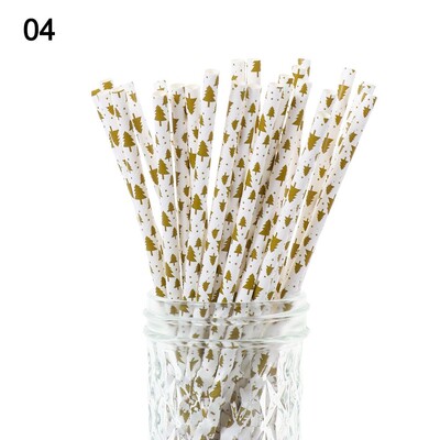 25vnt Namų virtuvės reikmenys vestuvėms vakarėlio reikmenys snaigė geriamasis šiaudelis kalėdinio popieriaus šiaudeliai vienkartiniai kalėdiniai papuošimai