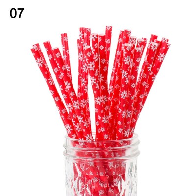 25vnt Namų virtuvės reikmenys vestuvėms vakarėlio reikmenys snaigė geriamasis šiaudelis kalėdinio popieriaus šiaudeliai vienkartiniai kalėdiniai papuošimai