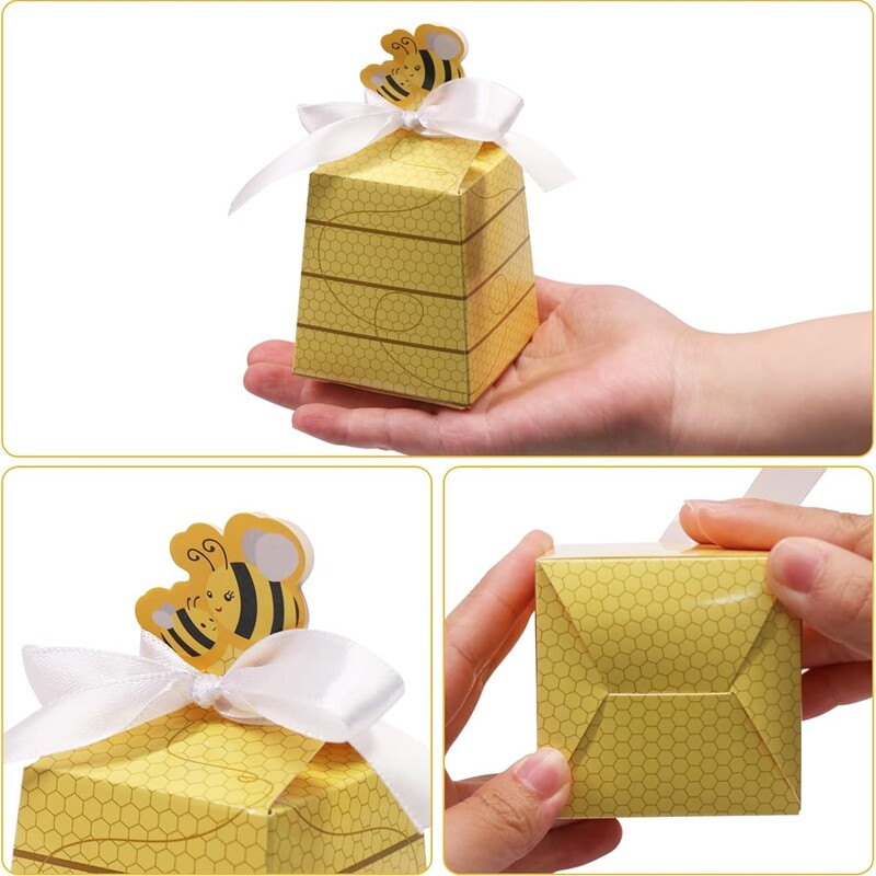 10/20 ks darčeková krabička s cukríkmi Little Bee so stuhou pre deti, chlapcov a dievčatá, narodeninové párty, dekorácie na detskú oslavu, svadobné darčeky.