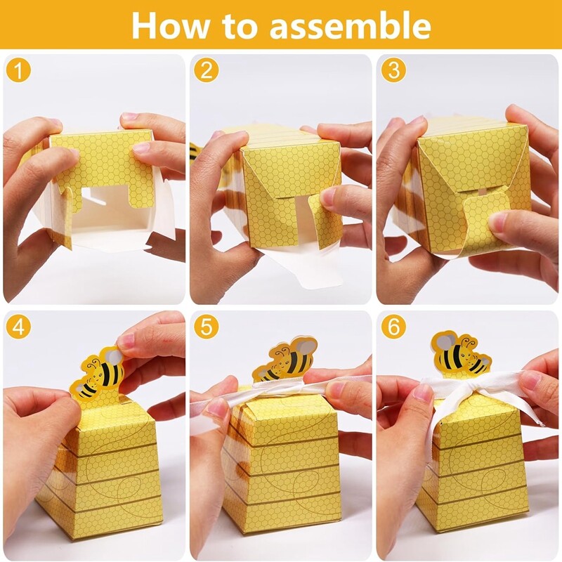 10/20 ks darčeková krabička s cukríkmi Little Bee so stuhou pre deti, chlapcov a dievčatá, narodeninové párty, dekorácie na detskú oslavu, svadobné darčeky.