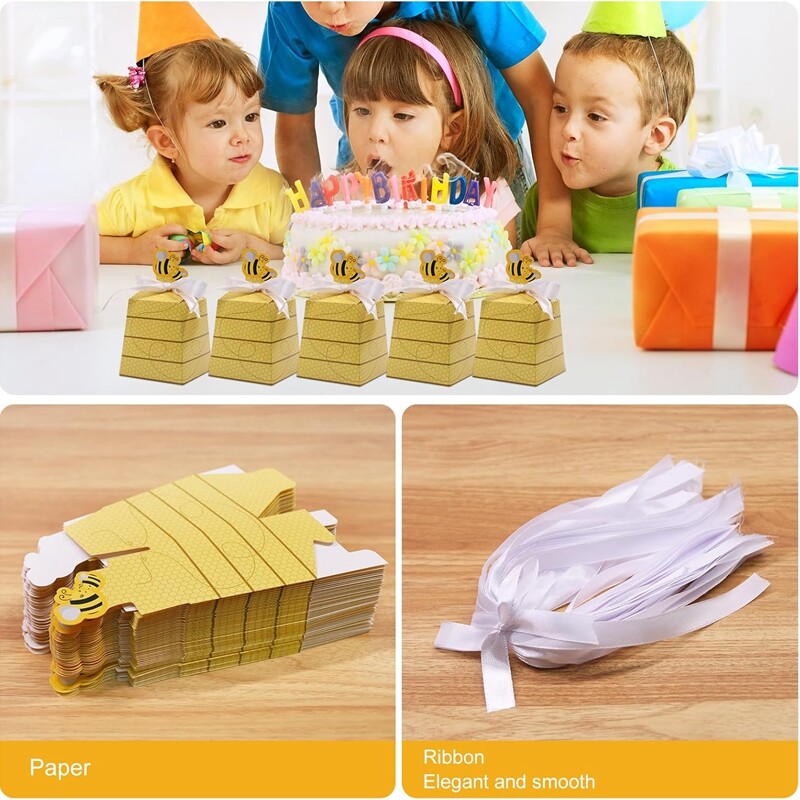 10/20 ks darčeková krabička s cukríkmi Little Bee so stuhou pre deti, chlapcov a dievčatá, narodeninové párty, dekorácie na detskú oslavu, svadobné darčeky.