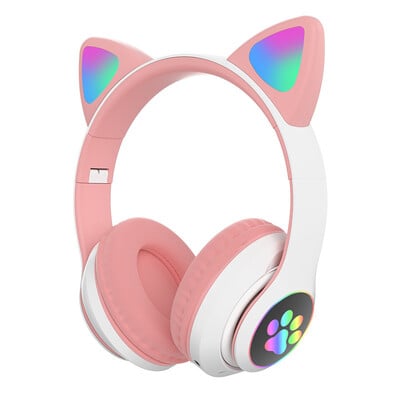 Bezdrôtové slúchadlá P47M s blikajúcim svetlom pre roztomilé mačky s ovládaním mikrofónu, LED stereo hudobná prilba, telefón, Bluetooth slúchadlá, darček