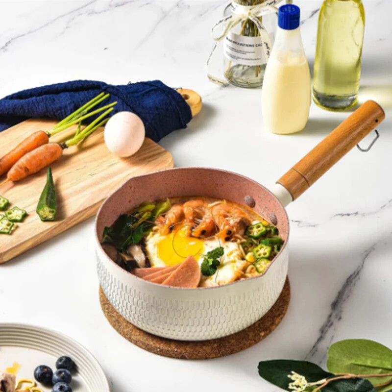 1vnt Mėlyna/Žalia/Balta neprideganti pieno puodas kūdikių maistui puodas sniego keptuvėje kepti ir kaitinti integruota indukcinė dujinė viryklė Universalus