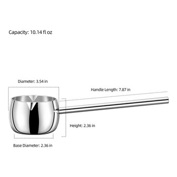 Μίνι θερμαντήρας βουτύρου με μακριά λαβή Επαγωγική κατσαρόλα θερμαντήρα γάλακτος Μικρή κατσαρόλα SUS316 τριπλό ανοξείδωτο χάλυβα (300 ml)