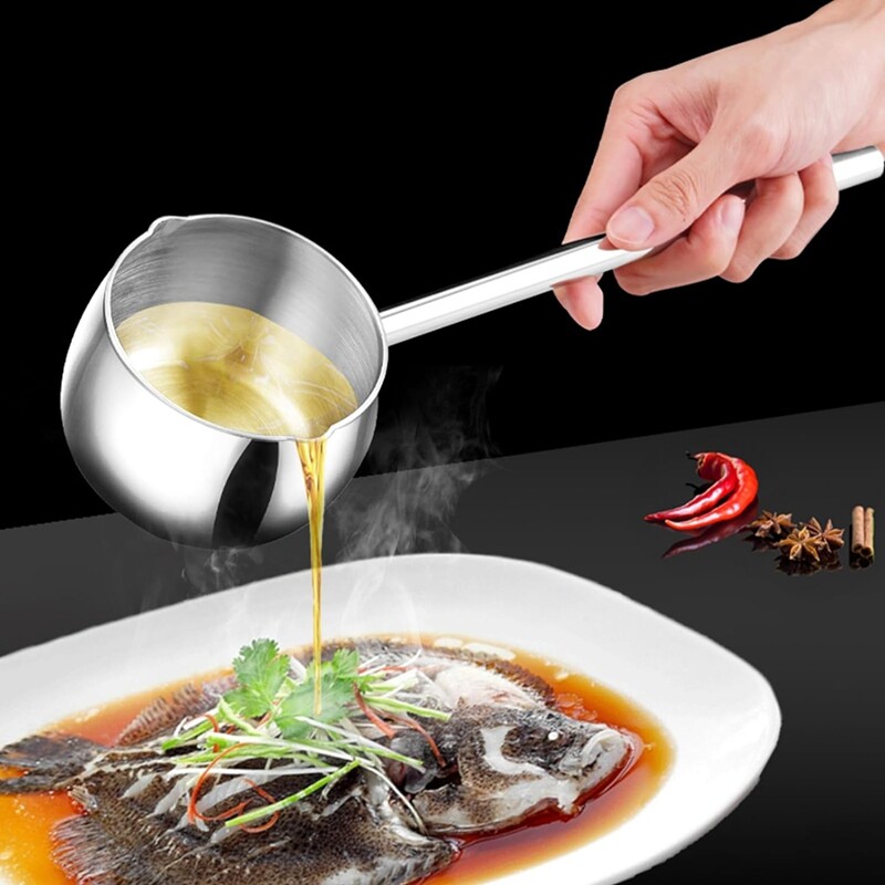 Mini sviesto šildytuvas su ilga rankena indukciniu pieno šildytuvo puodu mažas puodas SUS316 trijų sluoksnių nerūdijančio plieno (300 ml)