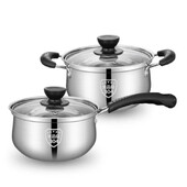 Virtuvė 304 Nerūdijančio plieno troškintuvas Pieno keptuvės sriubos indai Nelipni keptuvė su stikliniu dangteliu Virimo puodai