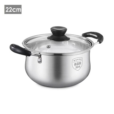 Virtuvė 304 Nerūdijančio plieno troškintuvas Pieno keptuvės sriubos indai Nelipni keptuvė su stikliniu dangteliu Virimo puodai