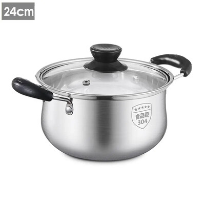 Virtuvė 304 Nerūdijančio plieno troškintuvas Pieno keptuvės sriubos indai Nelipni keptuvė su stikliniu dangteliu Virimo puodai