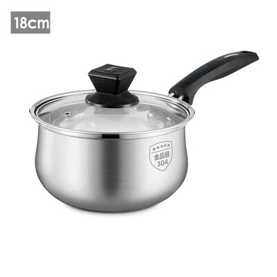 Virtuvė 304 Nerūdijančio plieno troškintuvas Pieno keptuvės sriubos indai Nelipni keptuvė su stikliniu dangteliu Virimo puodai