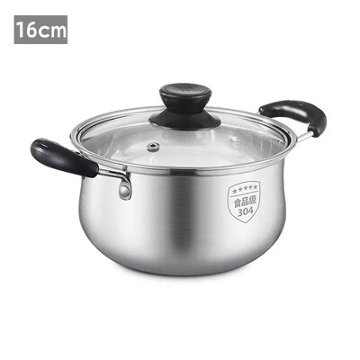 Virtuvė 304 Nerūdijančio plieno troškintuvas Pieno keptuvės sriubos indai Nelipni keptuvė su stikliniu dangteliu Virimo puodai