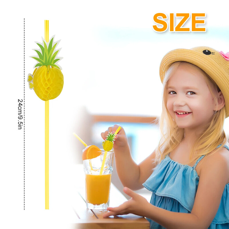 50 vnt Popierinis geriamojo šiaudelis 3D vaisių popieriaus šiaudeliai Ananasų Flamingo Dizaino Popieriaus Šiaudeliai Ekologiški perdirbami geriamieji šiaudeliai